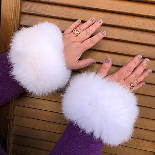 Faux Fur Cuffs Arm Leg Warmers - HOMEYEAH Furry Wrist Cuff Warmer Halloween Decorations Costumes For Women - Thumbnail 2