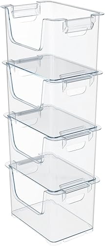 Miniatura 6 de Skywin Contenedores de almacenamiento transparentes (paquete de 4)  Contenedores transparentes para organizar alimentos de despensa, cocina y baño