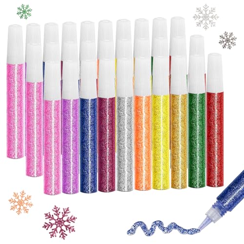 30Pcs Glitter Glue Pens 10 Colors Glitter Glue Glitter Paint Pens forDIY Painting Scrapbooking Card Decorating Supplies