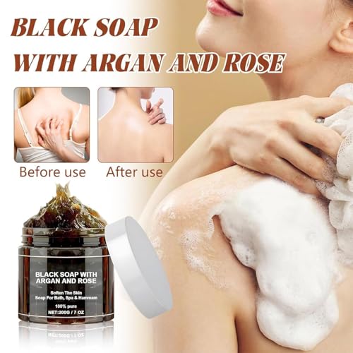 Image of Morocco Beldi With Argan And Rose soap, Morocco Beldi, Moroccan Beldi Body Wash, Moroccan Beldi Soap Hammam, Gently Soap for Bath, Spa & Hammam, Hydration, Relax Pores, Softer (Pack Of-1)