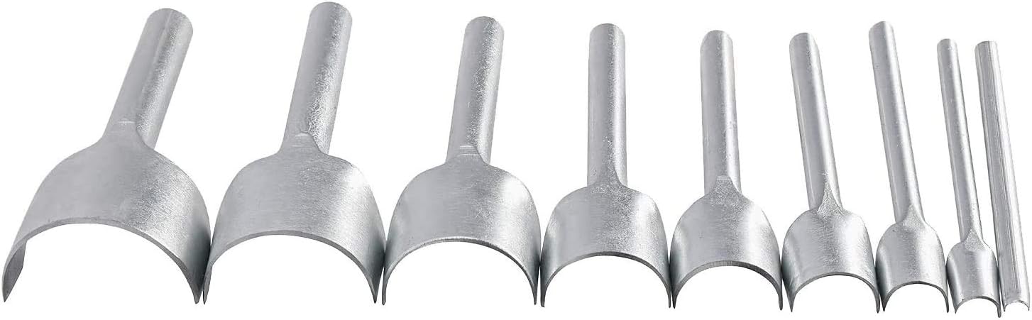 9PCS Leather Craft Tools Half-Round Cutter Punch Strap Belt Wallet End DIY 5-45 mm