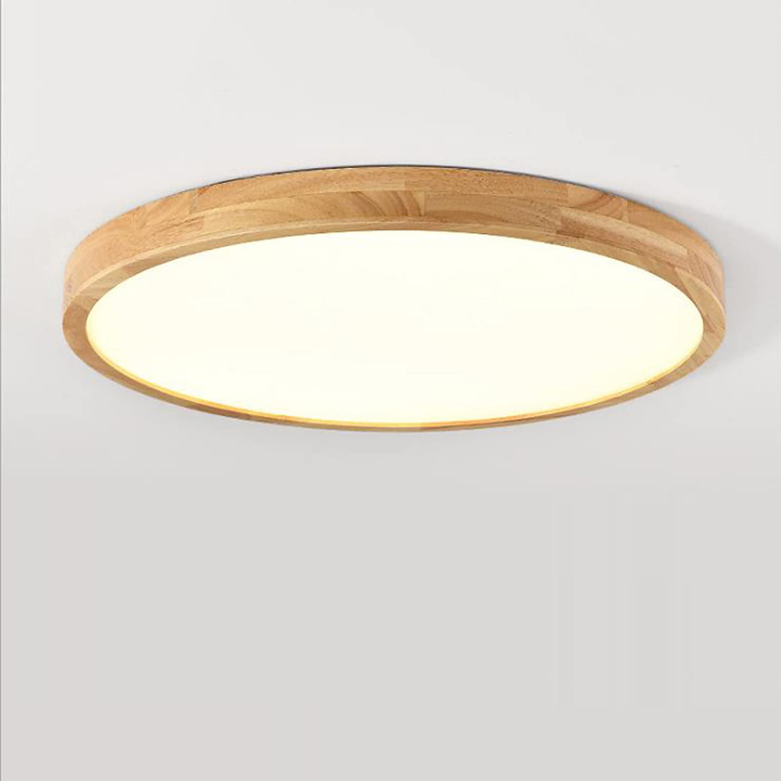 Wood Round LED Ceiling Light, Nordic Ultra-thin Ceiling Lamp Flush Mount Flat Panel Ceiling Lighting For Living Room, Bedroom, Hallway,Stepless Dimming-30cm 18W