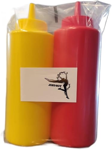 Miniatura 2 de Dispensador de botellas exprimibles de condimentos de mostaza y ketchup, rojo amarillo, cocina, manualidades, barbacoa, picnic, 12 onzas, sin BPA