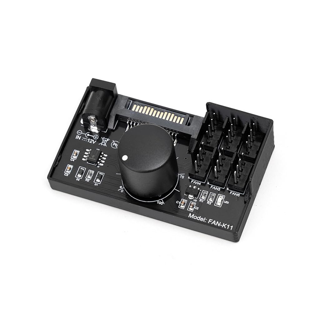 Sarini Regolatore di velocità della Ventola Alimentatore hub Adattatore Ventola per PC 12V 4 Pin PWM con interfaccia SATA per 4 ventole