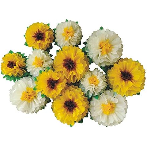 Mybbshower Tissue Paper Sunflowers 11''-7'' Assorted Artificial Daisy for Classroom Baby Shower Birthday Party Backdrop Home Table Decoration Pack of 12 Cover