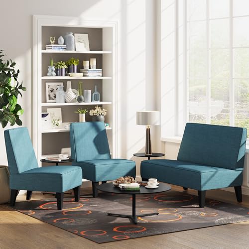 Sillón sin brazos terciopelo azul miniatura 6
