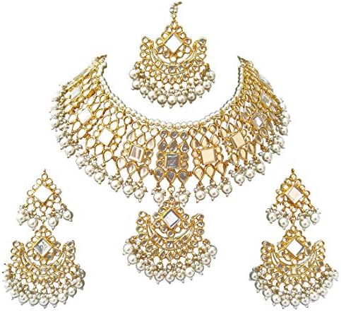 Retailbees Indian Wedding Kundan Jewelry Choker Necklace Set for Women