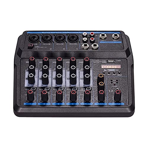 WanuigH Audio-mixer 6 kanalen audiomic BT USB mengconsole met geluidskaart ingebouwde 48 V fantoommaakt eenvoudige… - Image 3