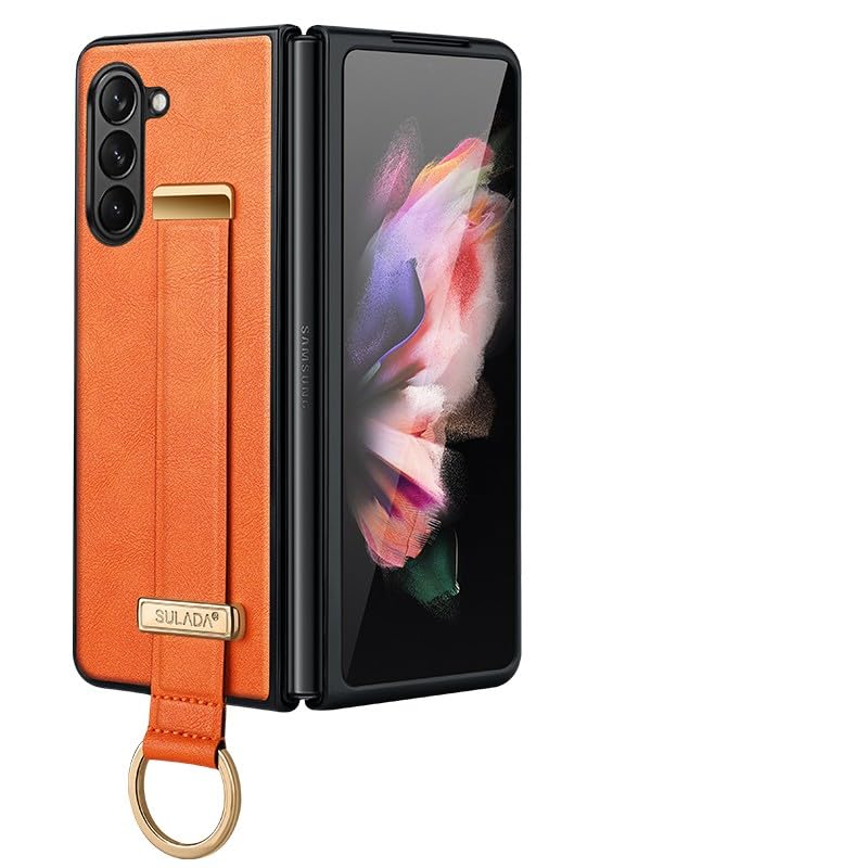 Étui pour Samsung Galaxy Z Fold 5 en cuir rigide premium avec sangle de transport