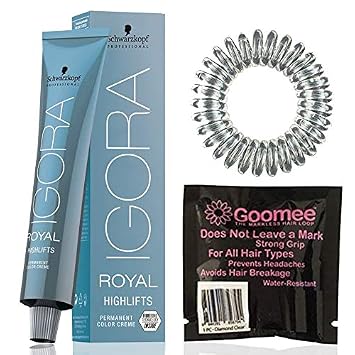 Igora Royal 12-0 Special Blonde Natural Highlifts Permanent Hair Color and Goomee The Markless Hair Loop Single Pack Diamond Clear Bundle 2 items