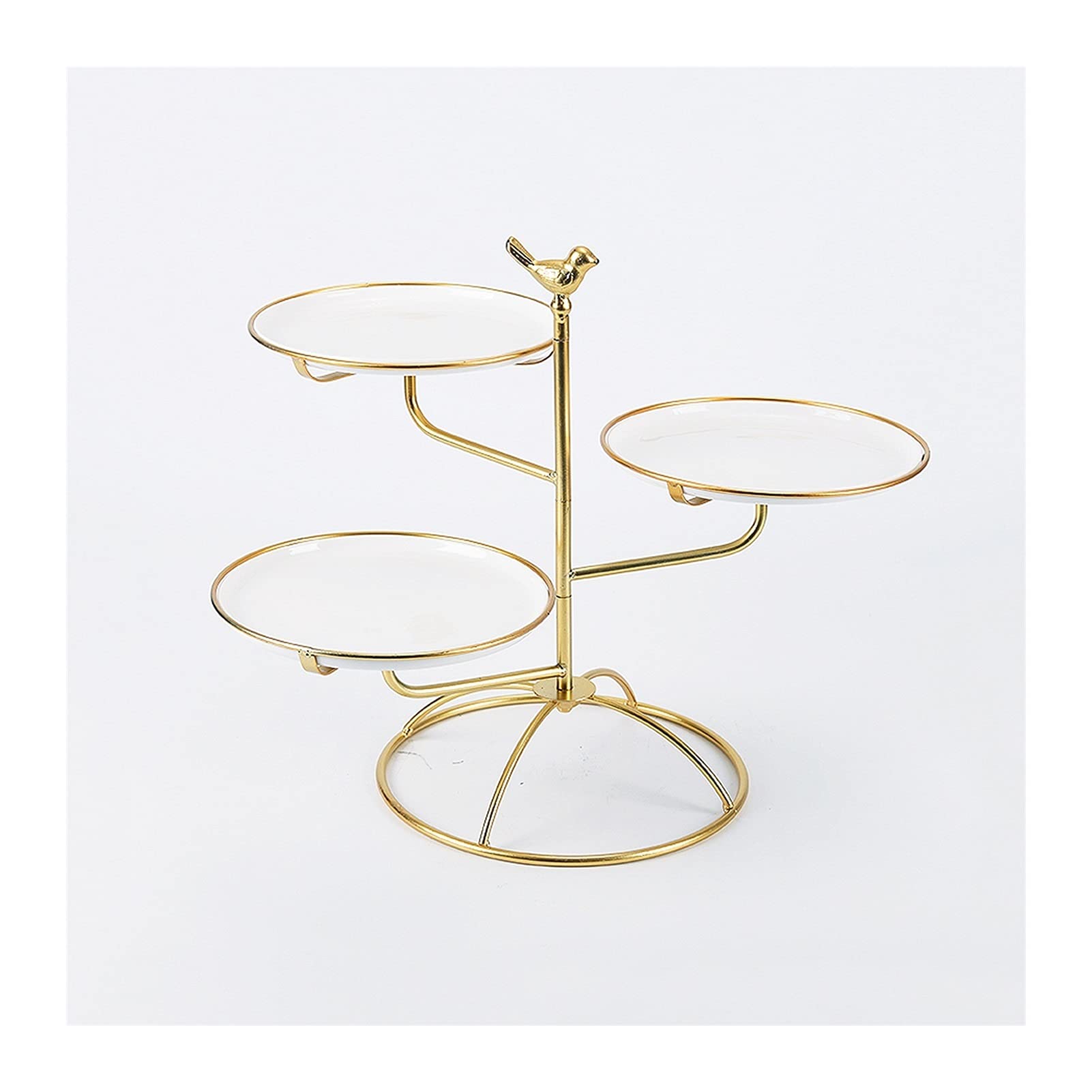 Présentoir à Gâteau Stand de gâteau multicouche Creative Dessert Présentoir Support de cupcake en métal avec plateau de pâtisserie en céramique pour la fête de thé, mariage et anniversaire Stand de Gâ
