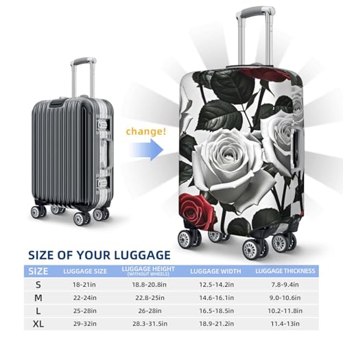 Luggage Cover Washable Elastic Suitcase Covers Black White and Red Roses Travel Baggage Cover Fashion Anti-scratch Suitcase Protector Decoraitve Covers Fits 18-32 Inch Luggages Large2