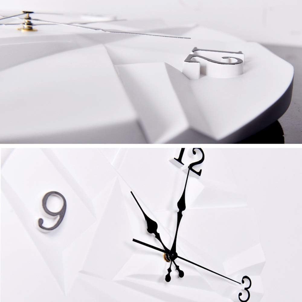 Wall Clock White Living Room Bedroom Wall Clock Creative Resin Decoration Silent Clock Geometric Wall Clock 33 * 33 (cm)
