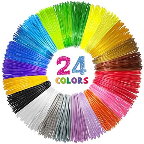 24 Colors 3D Pen PLA Filament Refills, 1.75mm Premium Filament for 3D Printer/3D Pen, Each Color 10 Feet, Total 240 feet, with 2 Finger Caps by SONGTIY Cover