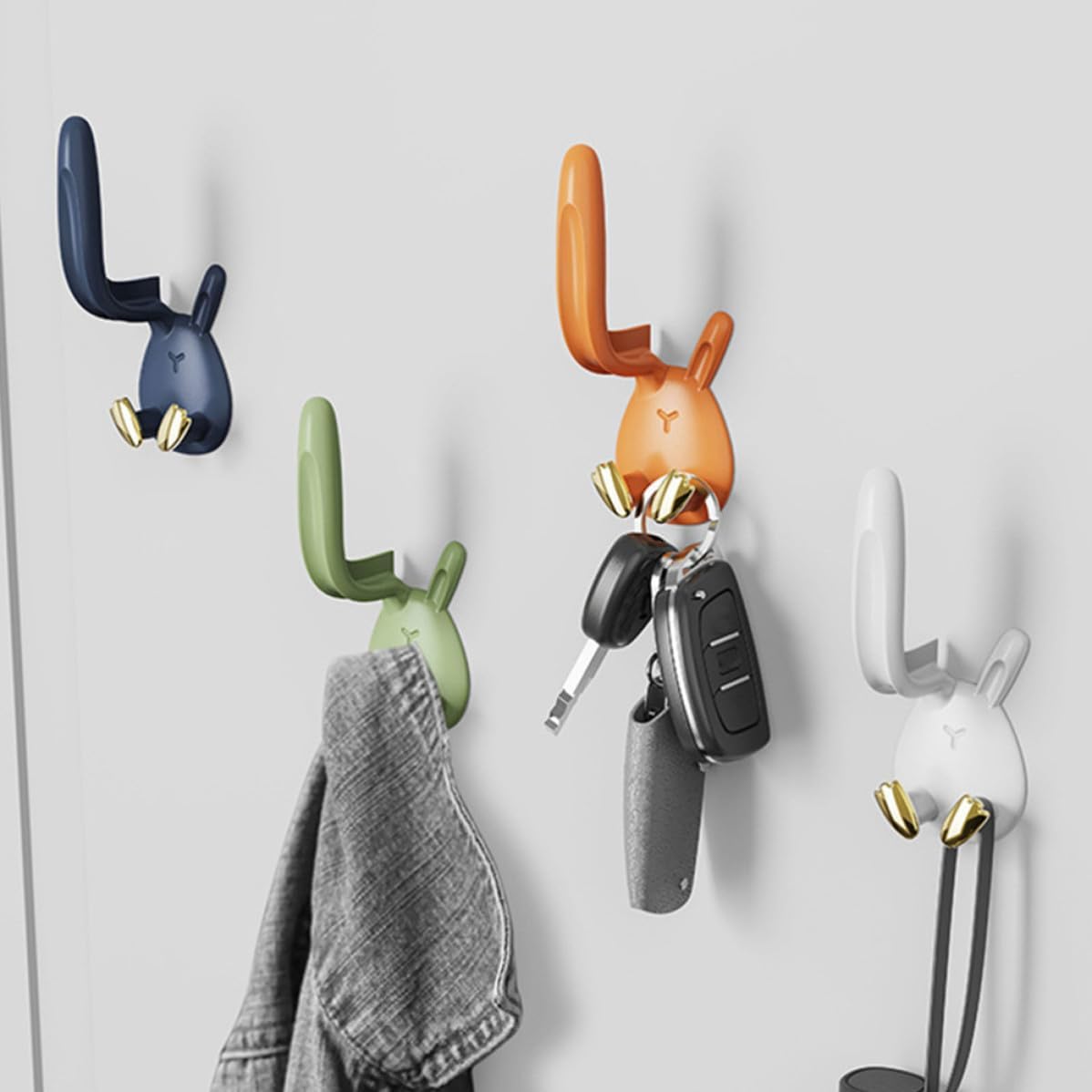 Adorable Bunny Toothbrush Cup Holders 4pcs Self Adhesive ABS