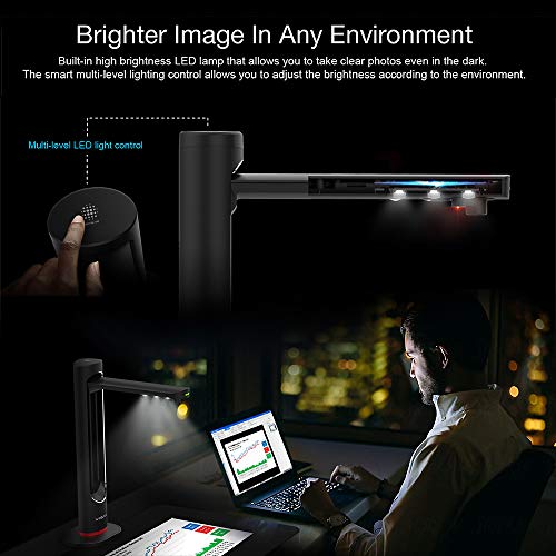 Buchscanner A3 Viisan K21 – 21MP Dokumentenscanner mit OCR Mehrsprachig, Auto Kurvenglättung & Seitenteilung, LED-Licht, PDF/Word/MP3 Ausgabe, Windows & Mac