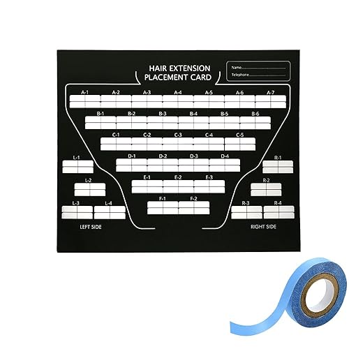 GlamorDove Cinta en el kit de herramientas de extensión de cabello, tarjeta de papel, tablero de colocación de extensión de cabello, rollo de 3