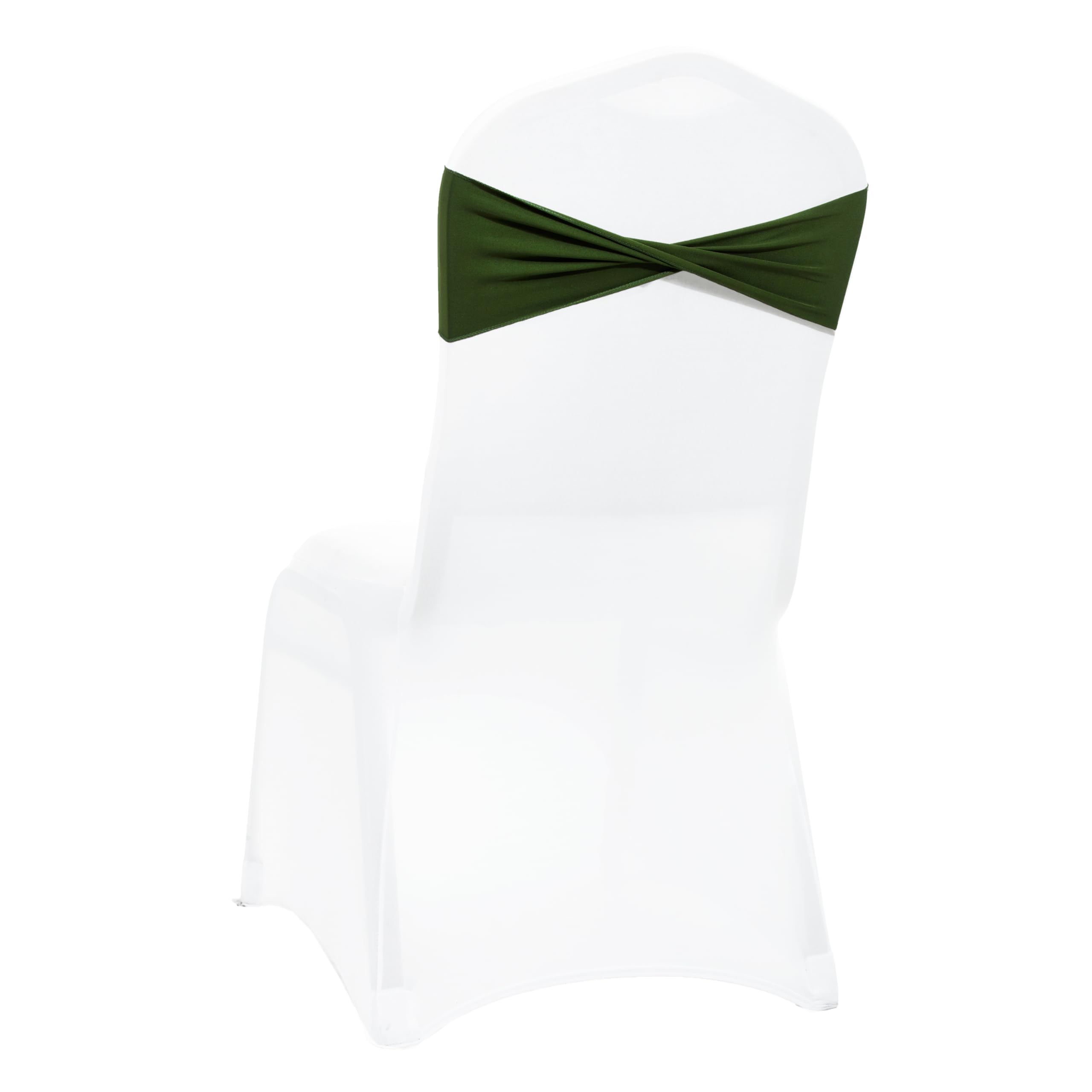 VDS Pack of 50 PCS | Olive Green | Spandex Chair Sashes Bows Without Buckle | Stretch Elastic Banquet Folding Chair Band for Wedding Thanksgiving Halloween Christmas Party Home Advent Decorations โ image 1