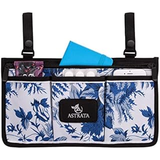 Wheelchair Side Bag - Armrest Sidebags and Wheelchair Accessories - Multiple Pockets and Organizer for Walkers, Rollators, and Wheelchairs (Blue)