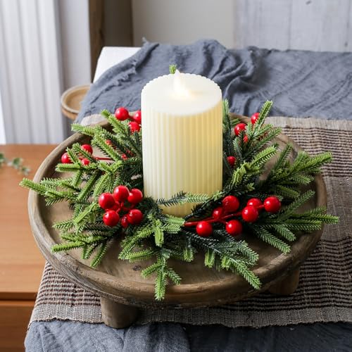 Weihnachtskerzenringe, Kranz, 4 Stück, Weihnachtsdekorationen mit roten Beeren, Tannenzapfen, Tannenzapfen, Kerzenhalter für Weihnachten, Hochzeit, Schrank, Kamin, Tisch, Heimdekoration – Bild 3