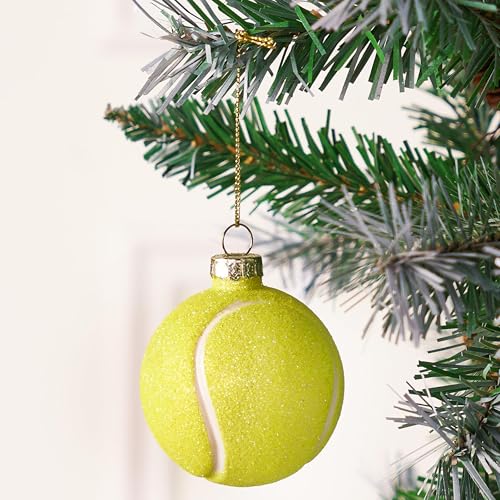 Joiedomi Christmas Tennis Glass Small Ornament, Sports Ball Glass Blown Mini Ornament, Boys Sports Decorations for Xmas Gift Holiday Party Favor Indoor Decoration - Thumbnail 6