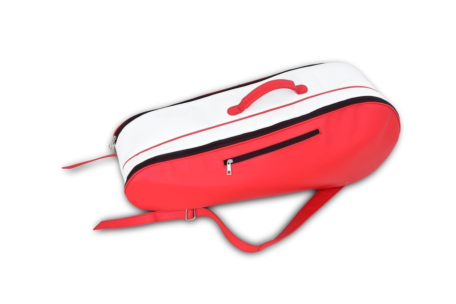 Badminton Racket Bag, Red and White, with Shoulder Strap and Carry Handle, Zippered Compartments-picture-28