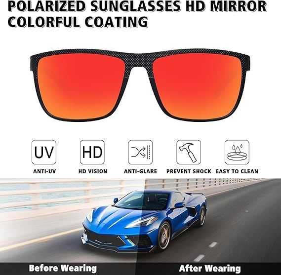 Men's polarized sunglasses, lightweight sun protection glasses, UV protection, suitable for driving, fishing and golf4