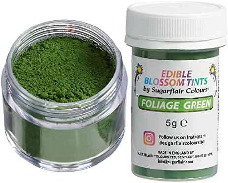 Sugarflair Food Colouring Powder Dust Foliage Green Blossom Tint, Use on Cake Decorations or Colour Sugarpaste, Fondant, Icing, Chocolate, Buttercream, Royal Icing, Macarons and More! - 5g