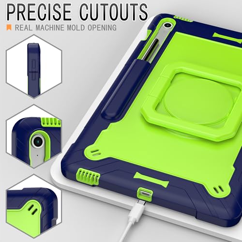 Image of Case for Samsung Galaxy Tab S10 FE+ /S10 FE Plus 13.1 Inch 2025 Released - Heavy Duty Impact Resistant Case Cover with Rotating Ring Stand (Navy Blue /Green)