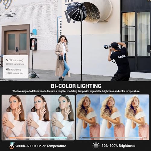 Image of Godox AD200 PRO II Pocket Flash - Upgraded Heads (AD-S2 & Bare Bulb), 200Ws Bi-Color Model Lamp, 2.4G TTL & HSS,One-Tap Pairing with X3 Trigger - Compatible with Canon, Nikon, Sony, Fujifilm, Olympus