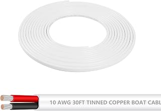 ARPADAMO 10 Gauge Marine Wire, 10 AWG 30FT Duplex Marine Grade Wire Tinned Copper Boat Electrical Cable 2 Core Insulated Stranded Cable for Boat Marine Solar Automotive Speakers Trailer Outdoors