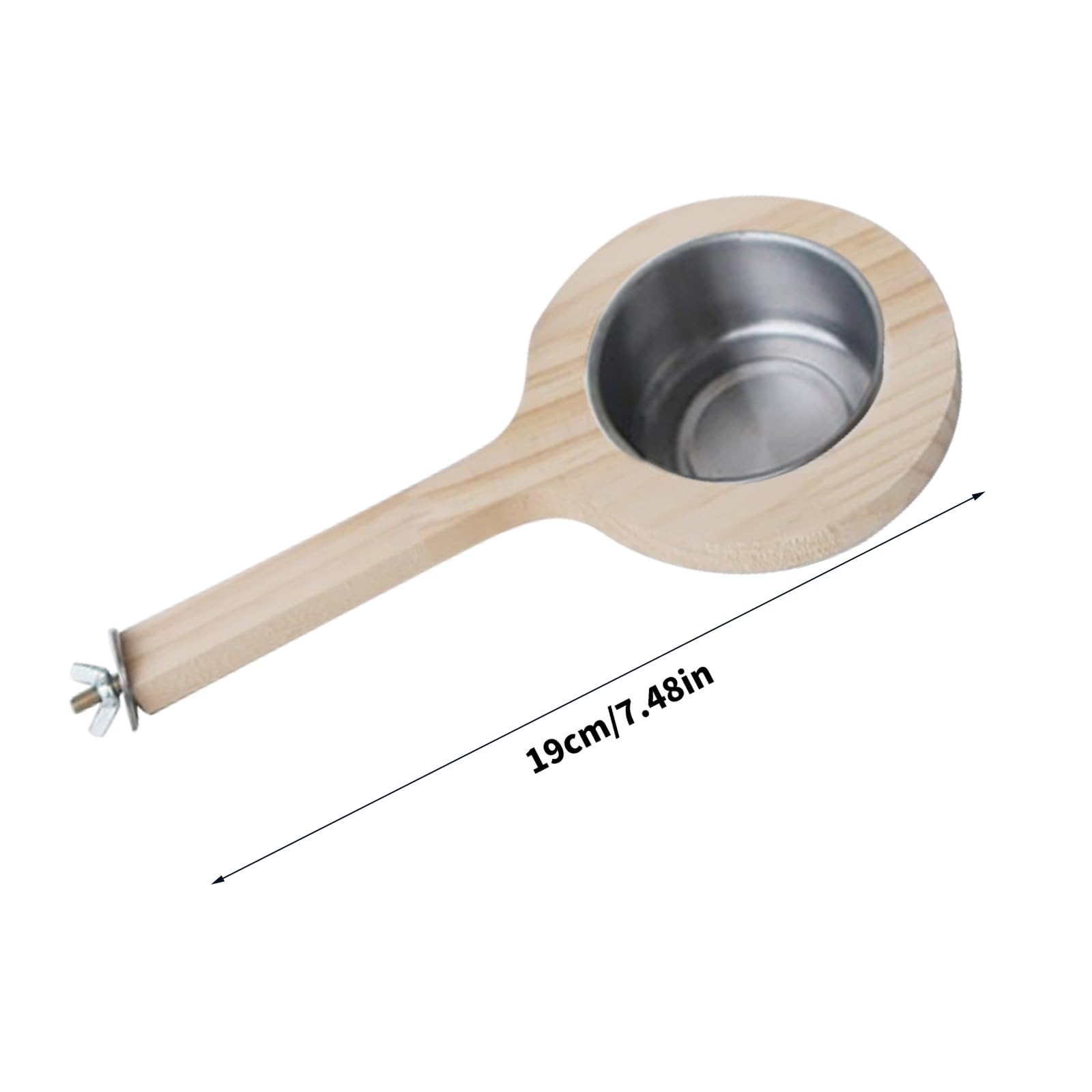 Mangiatoia per uccelli dimensioni con trespolo in legno e tazza alimentazione in acciaio inossidabile antiruggine, stazione alimentazione per ciotola per acqua per uccelli da gabbia