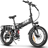 SAMEBIKE RSA02 PRO E Bike Herren Klapprad Elektrofahrrad mit 20x4.0 Zoll Fat Tire,48V/15Ah Herausnehmbarer Akku Lange Reichweite bis 150KM/110KM, Vollfederung, 7-Gang