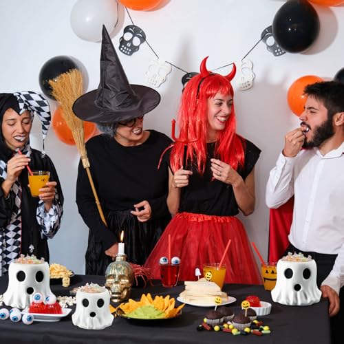 Fullhawl 2 Pack Ghost Bucket Decor Halloween Vase Cutest Ghost Candy Bowl Planter Pot Halloween Bucket Vase for Indoor Outdoor Garden Home Decor - Image 5