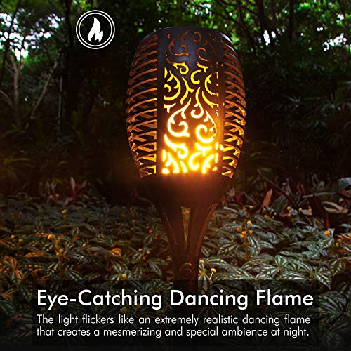 Xtozon Solar Torch Lights Outdoor Upgraded, 43" Waterproof Flickering Flames 96 LED, Landscape Decoration Lighting Auto On/Off Dusk to Dawn with Bases - Thumbnail 7