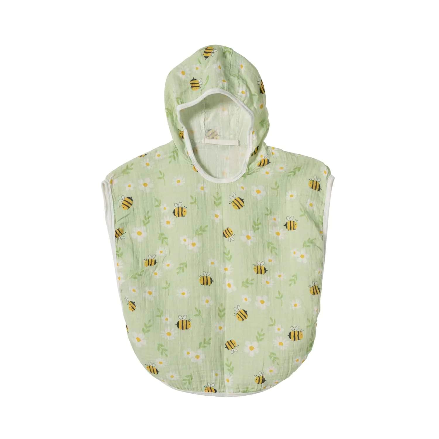 BEBELOP 100% Cotton Muslin Baby Bath Poncho - Soft & Absorbent Hooded Towel for Infants & Toddlers, Lightweight and Breathable, Baby Shower (Yeast Bee