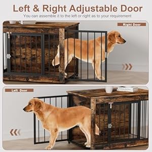 Dog crate furniture 38 6 dog kennel heavy duty furniture style dog cage for large dogs adjustable indoor double doors up to 150 lbs dog house with a fully wooden base for anti chewing   cucciolini doodles
