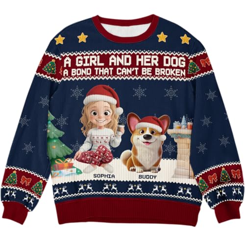 Custom Unisex Ugly Sweatshirt, Personalized Christmas Birthday Gifts For Dog Cat Lovers, Cat Mom, Dog Mom Gifts