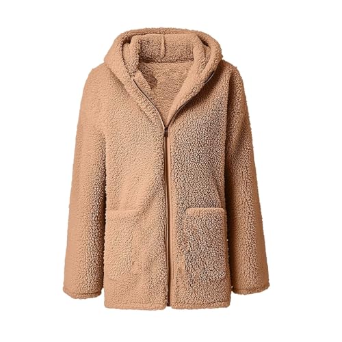 Womens Fleece Zip Up Jacket with Pockets 2025 Oversized Long Sherpa Hoodie Fuzzy Jackets Warm Teddy Coat3