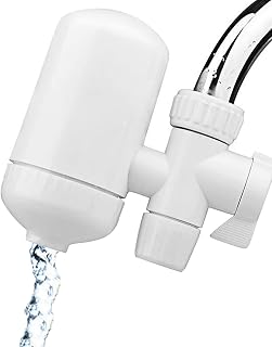 Faucet Water Filter with Washable Filter,Tap Water Filter, Faucet Mount Water Filters for Kitchen Sink, Reduces Chlorine & Bad Taste - Fits Standard Faucets