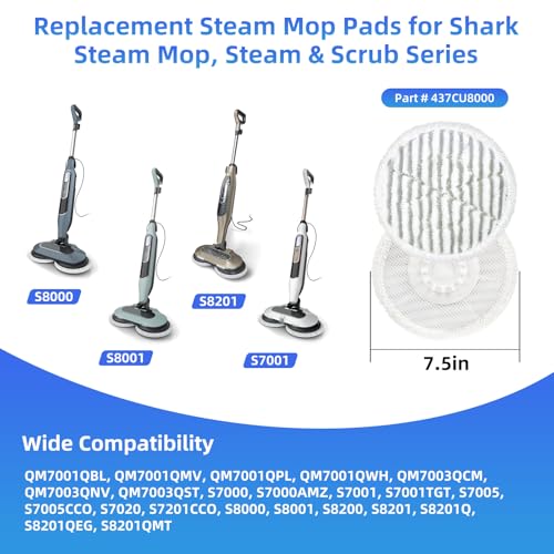 Image of VIEWALL Replacement Steam Mop Pads for Shark S8201 S8000 S8001 S8200 S820 S7001 S7201 S7000 S7005 S7020 S7001 S7020 7001 S7201 7003 Steam Scrub Steam Mop, Dirt Grip Soft Scrub Pads 8 Pack