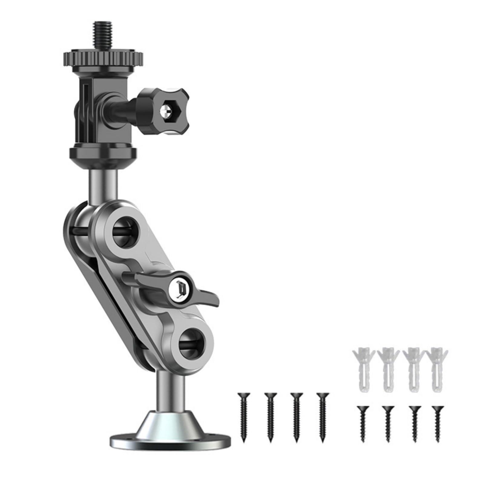 Buxuaaaa Metal Camera Mount 1/4" Thread Adjustable Arm For Indoor/Outdoor Security & Photography Setups Multiple Scene Camera Monitor Stand