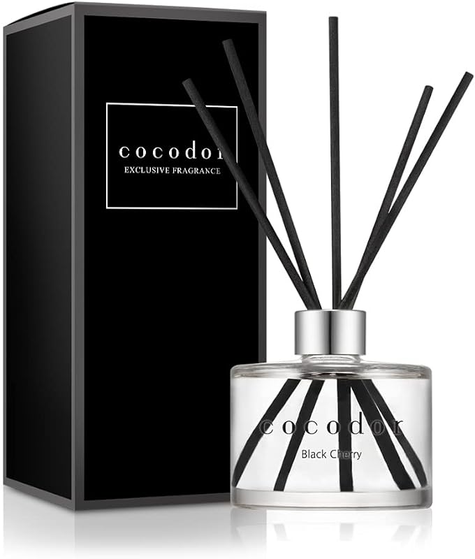 COCODOR Signature Reed Difusor Set/Cereza Negra / 6.7oz /1 Paquete/Difusor de Fragancia para el Hogar, Difusor de Aroma de Aceite para Decoración de Estantes de Baño