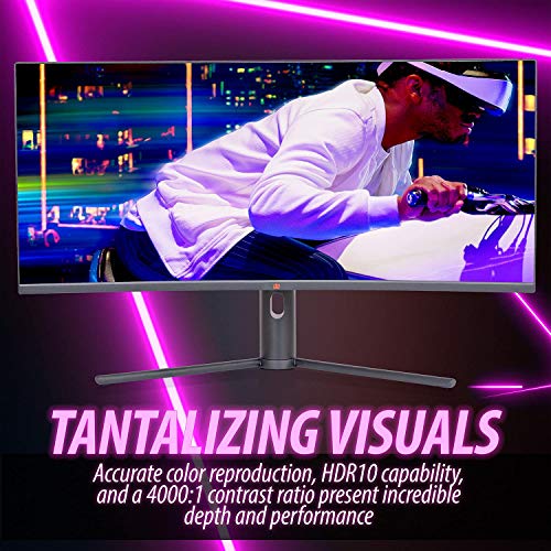 Deco Gear 34" 3440X1440 21:9 Ultrawide Curved Monitor, 144Hz, Hdr10, 4000:1 Contrast Ratio, 99% Srgb, 16.7 Million Colors, Adaptive Sync, Blue Light Reduction #TOP2