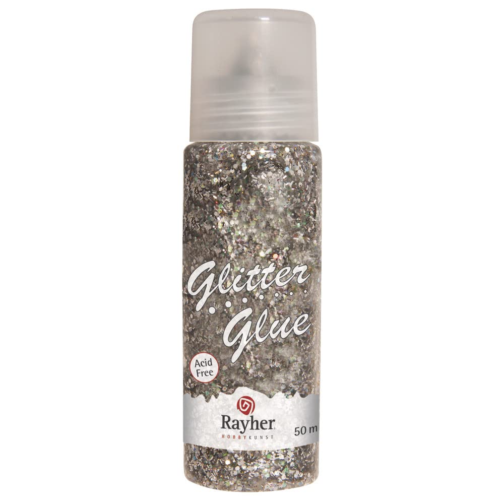 Rayher Glitter Glue Coarse, Silver, 50 ml