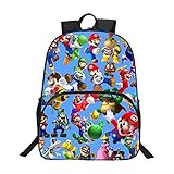  Haililais Niños Mochila de Dibujos Animados Super Mario Mochila Casual Mochila de Viaje Bolsa de Senderismo para Niño y Niña Libro Satchel