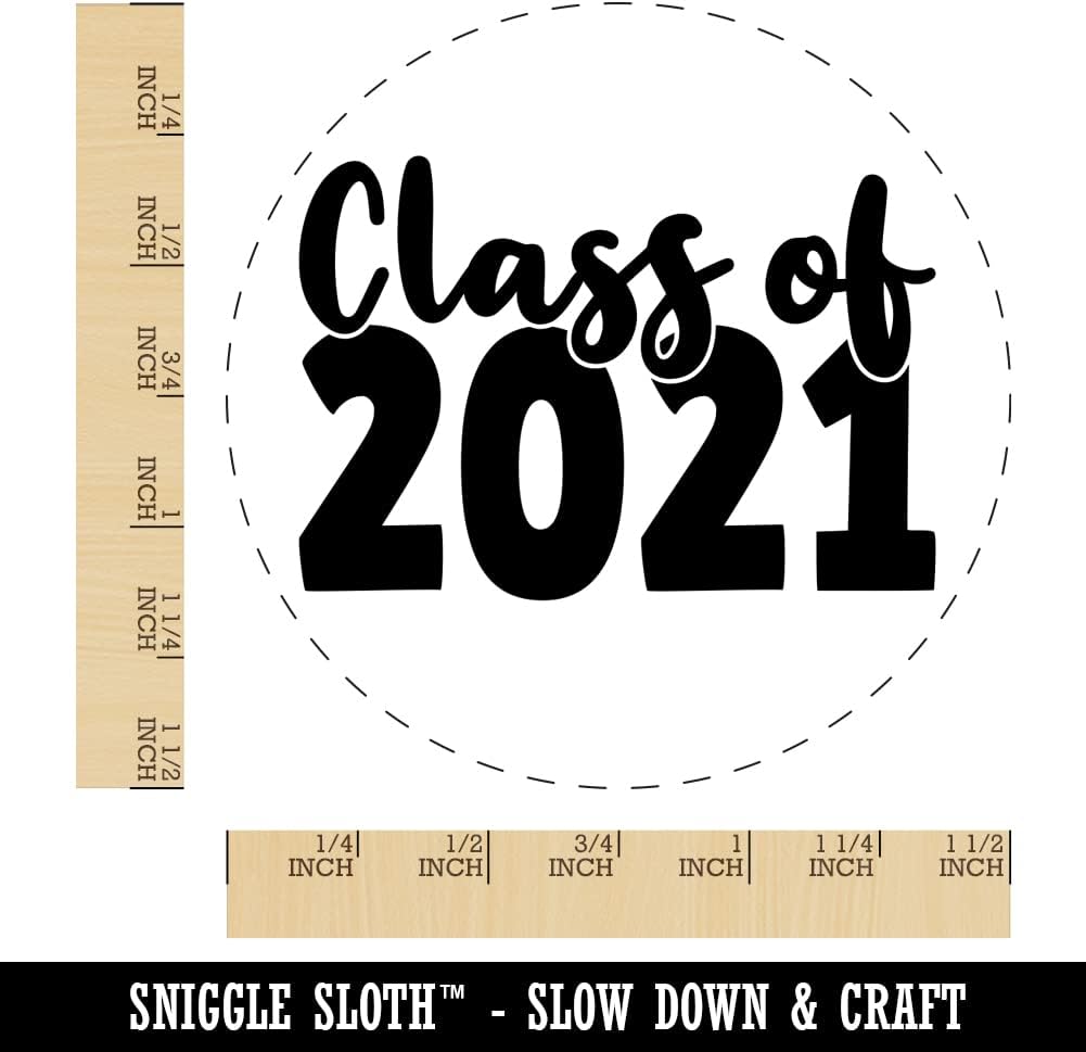 Class of 2021 Graduation Self-Inking Rubber Stamp Ink Stamper for Stamping Crafting Planners - 1-1/2 Inch Large - Red Ink