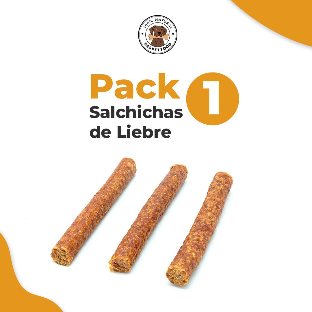 Snack Naturale per Cani - Salsiccia di Lepre - 500 g - 100% Carne di Coniglio - Sapore Unico - Gengive Sane - 100% Naturale - Snack Cani - Prodotto in Spagna - GESPETFOOD