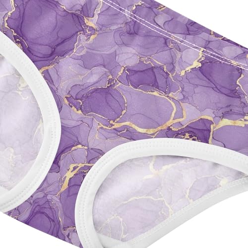 Joisal Aesthetic Purple Gold Girl Panties Cute Toddler Underwear Floral Cotton Bright Undies Kids Briefs 2t4