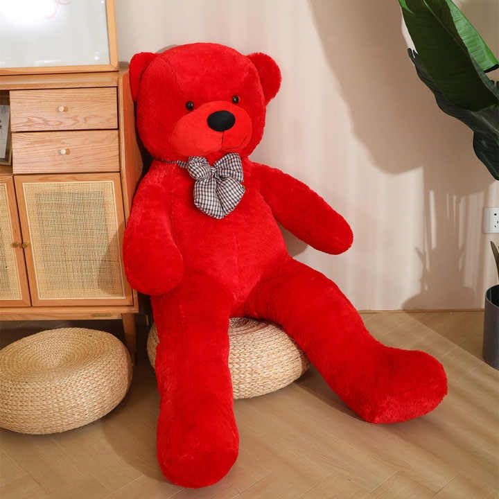 Image of 3 feet Big Teddy Bear Soft Toy for Baby Girl Pink Soft Plush Toys for Kids Cuddly Stuffed Animal Plushie Ideal Gift for Toddlers, Babies Girls Washable Material 90 cm Red